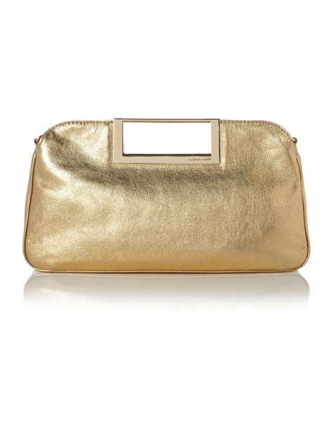 michael kors gold clutch purse